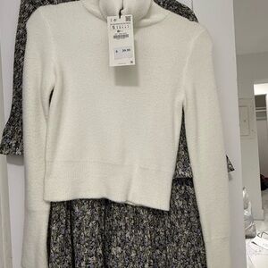 Zara White Turtleneck Sweater New With Tags